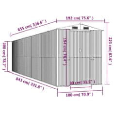 Vidaxl Vrtna lopa svetlo siva 192x855x223 cm pocinkano jeklo