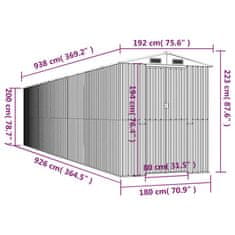 Vidaxl Vrtna lopa svetlo siva 192x938x223 cm pocinkano jeklo