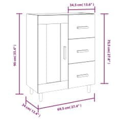 Vidaxl Komoda betonsko siva 69,5x34x90 cm konstruiran les