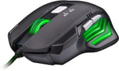 C-Tech Akantha gaming miška (GM-01G), gaming, zelena osvetlitev, 2400DPI, USB