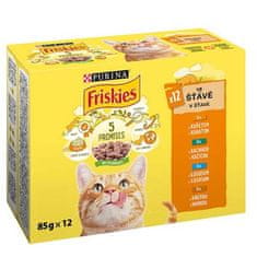 Friskies Mačka 12x85g s piščancem, raco, lososom, puranjem v soku