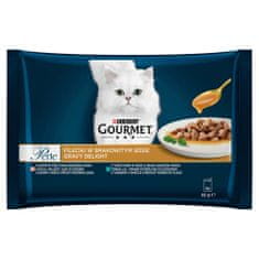 Gourmet PERLE Multipack 4x85g Gravy Delight z lososom in tuno v omaki