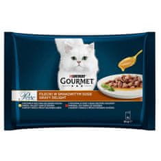 Gourmet PERLE Multipack 4x85g Gravy Delight s piščancem in govedino