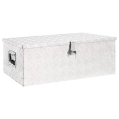 Vidaxl Škatla za shranjevanje srebrna 90x47x33,5 cm aluminij