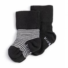 Otroške nogavice Stay-on-Socks 0-6m 2 para črne črte