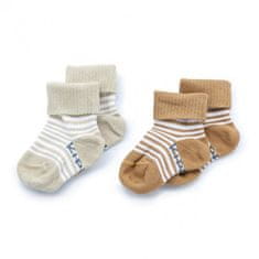 KipKep Otroške nogavice Stay-on-Socks 0-6m 2 para Camel &amp; Sand