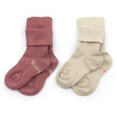 KipKep Otroške nogavice Stay-on-Socks 0-6m 2 para Dusty Clay