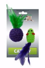 Miška in žogica s perjem z zeleno-vijoličnimi bleščicami