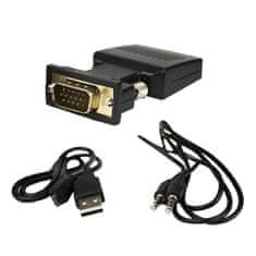 Northix Adapter VGA v HDMI s 3,5 mm avdio priključkom 