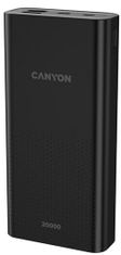 Canyon powerbank PB-2001, 20000mAh Li-poly, vhod 5V/2A microUSB + USB-C, izhod 5V/2,1A USB-A, črna