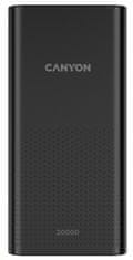 Canyon powerbank PB-2001, 20000mAh Li-poly, vhod 5V/2A microUSB + USB-C, izhod 5V/2,1A USB-A, črna