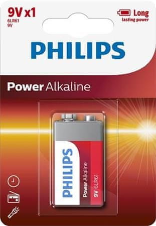 Takara Philips 6LR61P1B/10 Power Alkaline 9V baterija z 1 stekleničko