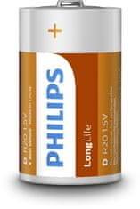 Philips Baterija R20L2F/10 LongLife C 2pcs