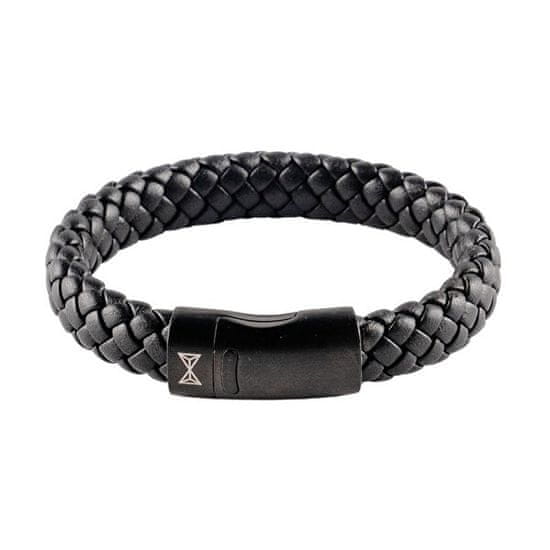 AZE JEWELS Modna usnjena zapestnica Junior Iron Jack Black-on-Black AJ-BL402-B