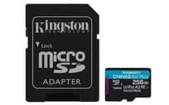 Kingston 256 GB microSDXC Canvas Go! Plus 170R/100W U3 UHS-I V30 kartica + adapter SD