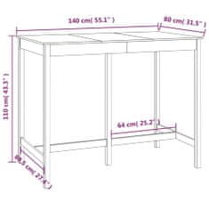 Vidaxl Barska miza 140x80x110 cm trdna borovina