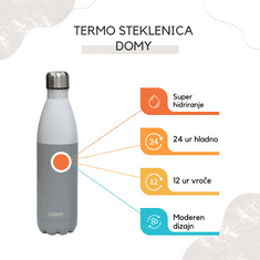 Domy Termovka, dvojna stena, nerjaveče jeklo, 750ml, belo siva