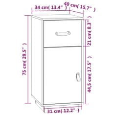 Vidaxl Komoda bela 34x40x75 cm trdna borovina