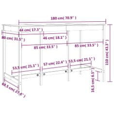 Vidaxl Barska miza črna 180x80x110 cm trdna borovina