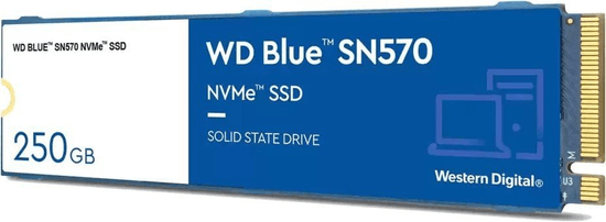 WD BLUE NVMe SSD 250GB PCIe SN 570, Gen3 8Gb/s, (R:3300, W:1200MB/s)