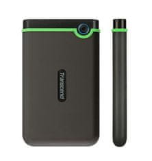 Transcend 1TB StoreJet 25M3S SLIM, USB 3.0, 2,5" zunanji disk proti udarcem, tanek profil, sivo-zelen