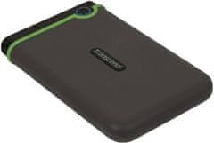 Transcend 1TB StoreJet 25M3S SLIM, USB 3.0, 2,5" zunanji disk proti udarcem, tanek profil, sivo-zelen