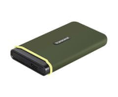 Transcend ESD380C 2TB USB 3.2 Gen 2x2 (USB-C), zunanji SSD disk proti udarcem (3D TLC), 2000MB/R, 2000MB/W, vojaško zelena