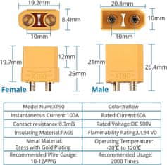 YUNIQUE GREEN-CLEAN 10 Pari XT90 visokokakovostni priključki, moški-ženski, priključki za RC Lipo model baterije