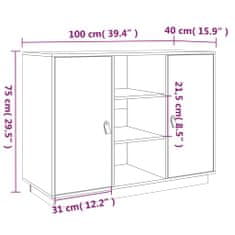 Vidaxl Komoda bela 100x40x75 cm trdna borovina