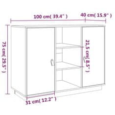 Vidaxl Komoda siva 100x40x75 cm trdna borovina