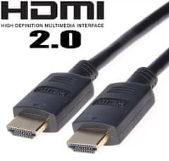 HDMI 2.0 High Speed + Ethernet kabel, pozlačeni konektorji, 0,5 m
