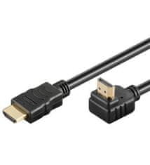 HDMI High Speed+Ethernet kabel, pozlačen 90° ukrivljen priključek 3 m