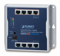 Planet industrijsko plosko stikalo 8x 1Gb, 4x PoE 30/60W, 48-56V, IP30, -20/60 stopinj, brez ventilatorja