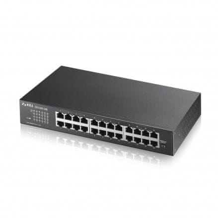 Zyxel GS1100-24E, 24-portno stikalo 10/100/1000Mbps Gigabit Ethernet v3, brez ventilatorja, namizno