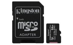 Kingston 64 GB microSDXC CANVAS Plus pomnilniška kartica 100 MB branja - UHS-I razred 10 Gen 3