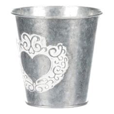 Autronic Kovinska embalaža za rože v srebrni barvi z dekor srce. AB2077