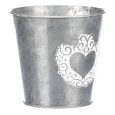 Autronic Kovinska embalaža na rožah v srebrni barvi barva z dekorjem srce. AB2078