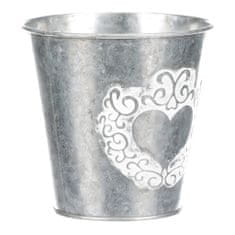 Autronic Kovinska embalaža za rože v srebrni barvi z dekor srce. AB2077