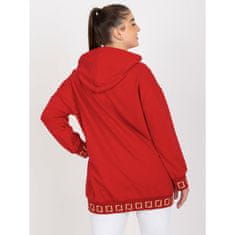 RELEVANCE Ženski pulover velikosti velikih velikosti s kapuco brez zadrge CASS rdeč RV-BL-8262.85_391507 Univerzalni