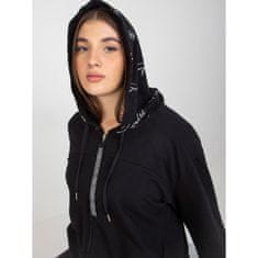 RELEVANCE Ženski pulover s kapuco za velike velikosti z napisom BOBBIE v črni barvi RV-BL-8266.34P_390964 Univerzalni