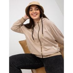 RELEVANCE Ženski pulover velikosti velikih velikosti s kapuco in brez zadrge HYLDA bež barve RV-BL-8262.85_391528 Univerzalni