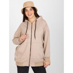 RELEVANCE Ženski pulover velikosti velikih velikosti s kapuco in brez zadrge HYLDA bež barve RV-BL-8262.85_391528 Univerzalni