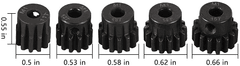 YUNIQUE GREEN-CLEAN 5 Kosi preklopniki 11T 12T 13T 14T 15T M1 5mm Gred zobnik Modul Pinion za brez krtača Motor 1:8 1/8 RC Pošast/Voziček/Tovornjak, barva črna