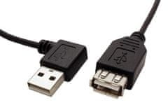 Podaljševalni kabel USB 2.0 A-A 15 cm, desno upognjen, črn