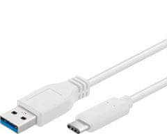 USB-C/male - USB 3.0 A/Male, bel, 2 m