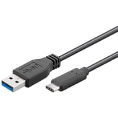 USB-C/male - USB 3.0 A/Male, črn, 15 cm