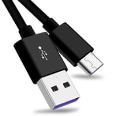 Kabel USB 3.1 C/M - USB 2.0 A/M, izjemno hitro polnjenje 5A, črn, 2 m