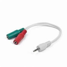 Gembird adapter 1 x 3,5 mm 4-pin miniJack (M) na 2 x 3,5 mm jack (F) za povezavo slušalk s prenosnim računalnikom, 0,2 m, bel