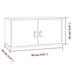 Vidaxl Stenska omarica siva 60x30x30 cm trdna borovina