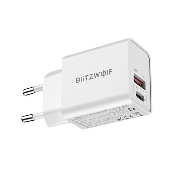 Blitzwolf Stenski polnilec Blitzwolf BW-S20, USB, USB-C, 20 W (bel)